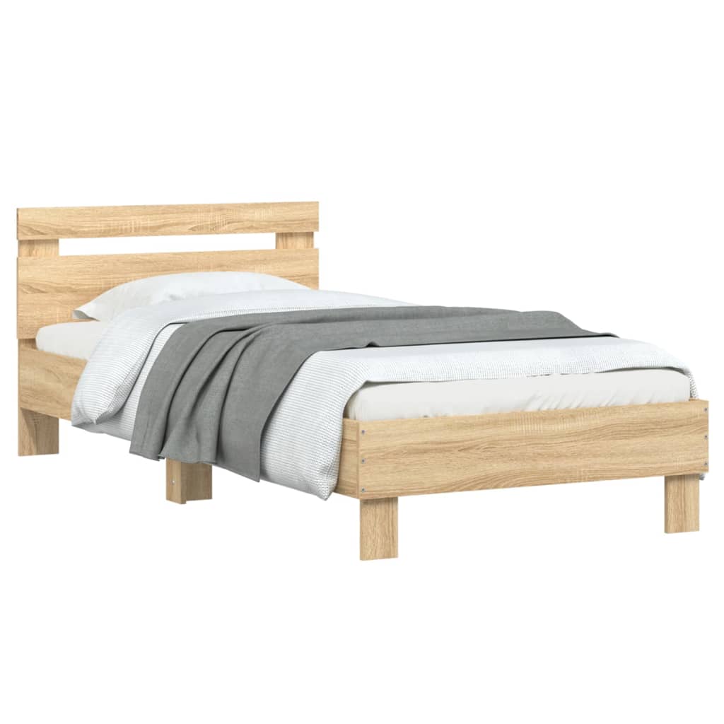 Bed Frame with Headboard Sonoma Oak 90x190 cm Single Engineered wood