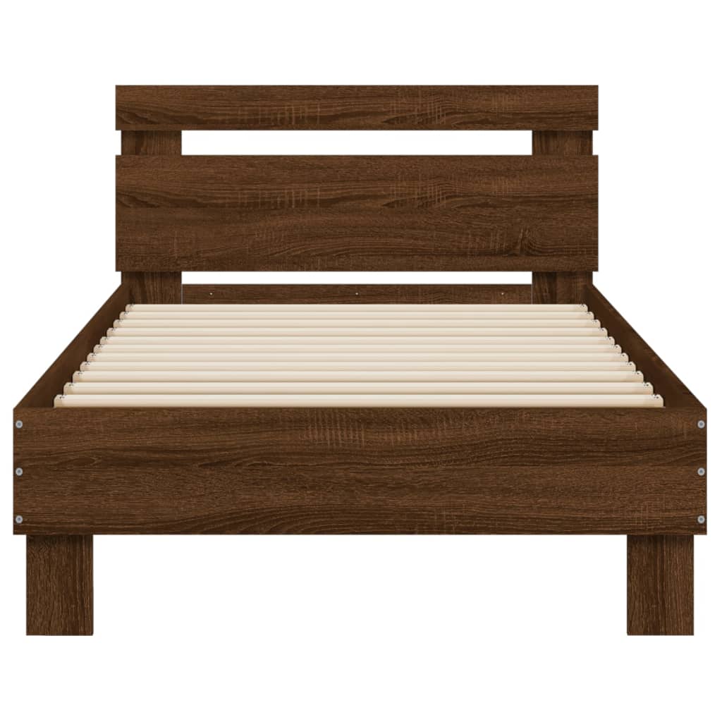 Bed Frame with Headboard Brown Oak 90x190 cm Single Engineered wood