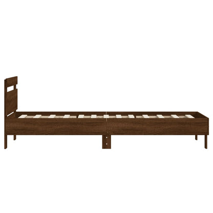 Bed Frame with Headboard Brown Oak 90x190 cm Single Engineered wood