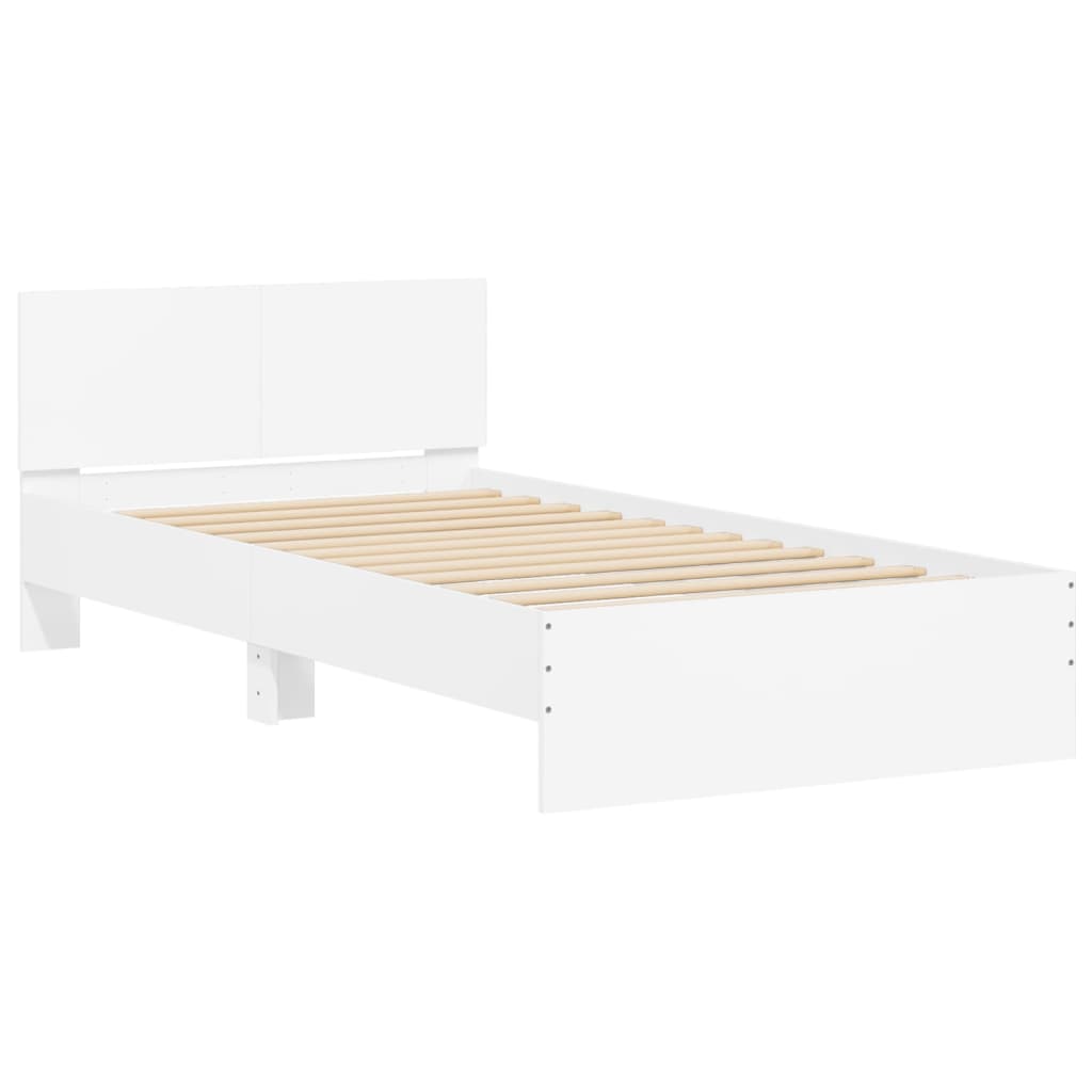 Bed Frame with Headboard White 100x200 cm Engineered wood