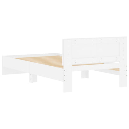 Bed Frame with Headboard White 100x200 cm Engineered wood