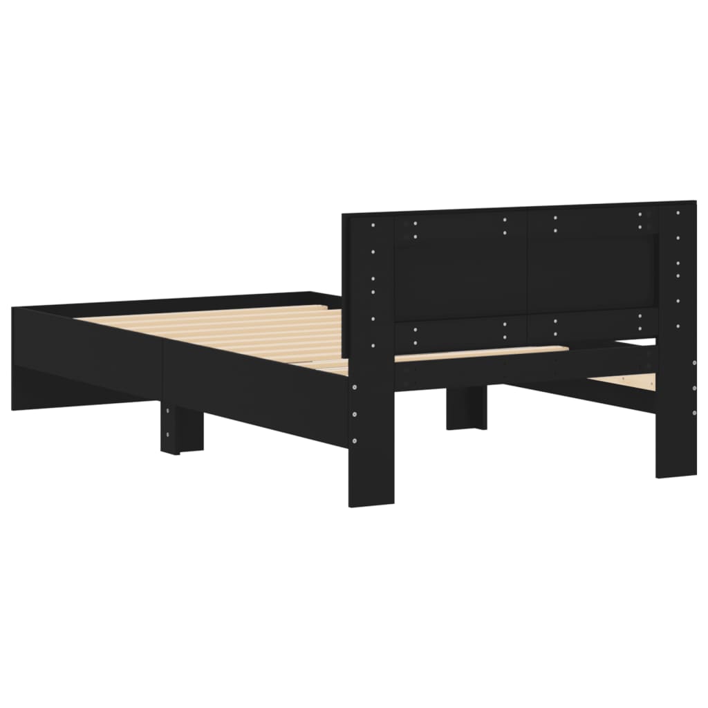 Bed Frame with Headboard Black 100x200 cm Engineered wood