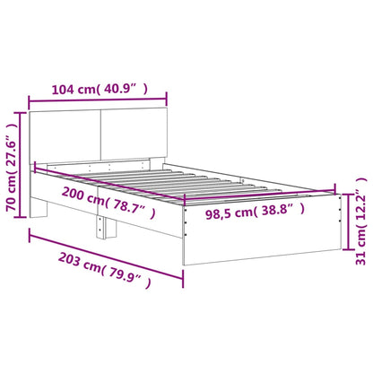 Bed Frame with Headboard Black 100x200 cm Engineered wood