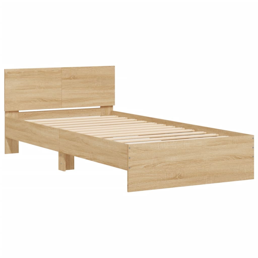 Bed Frame with Headboard Sonoma Oak 100x200 cm Engineered wood