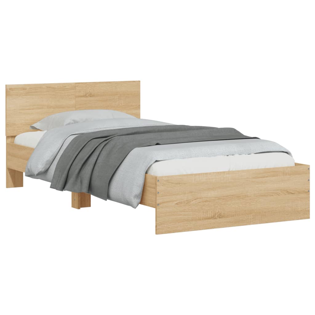 Bed Frame with Headboard Sonoma Oak 100x200 cm Engineered wood