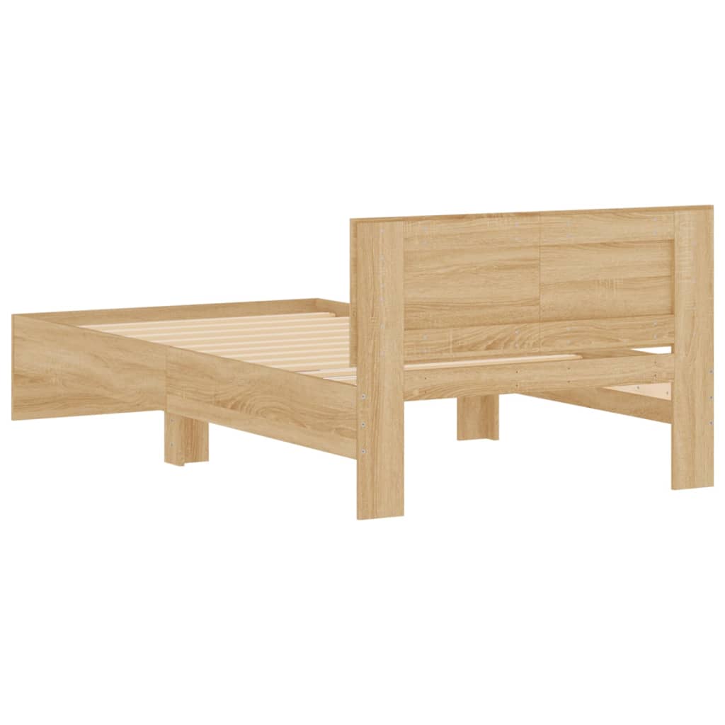 Bed Frame with Headboard Sonoma Oak 100x200 cm Engineered wood