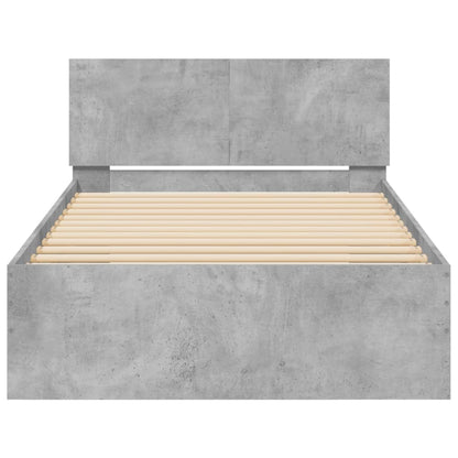 Bed Frame with Headboard Concrete Grey 100x200 cm Engineered wood