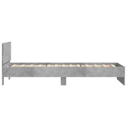 Bed Frame with Headboard Concrete Grey 100x200 cm Engineered wood