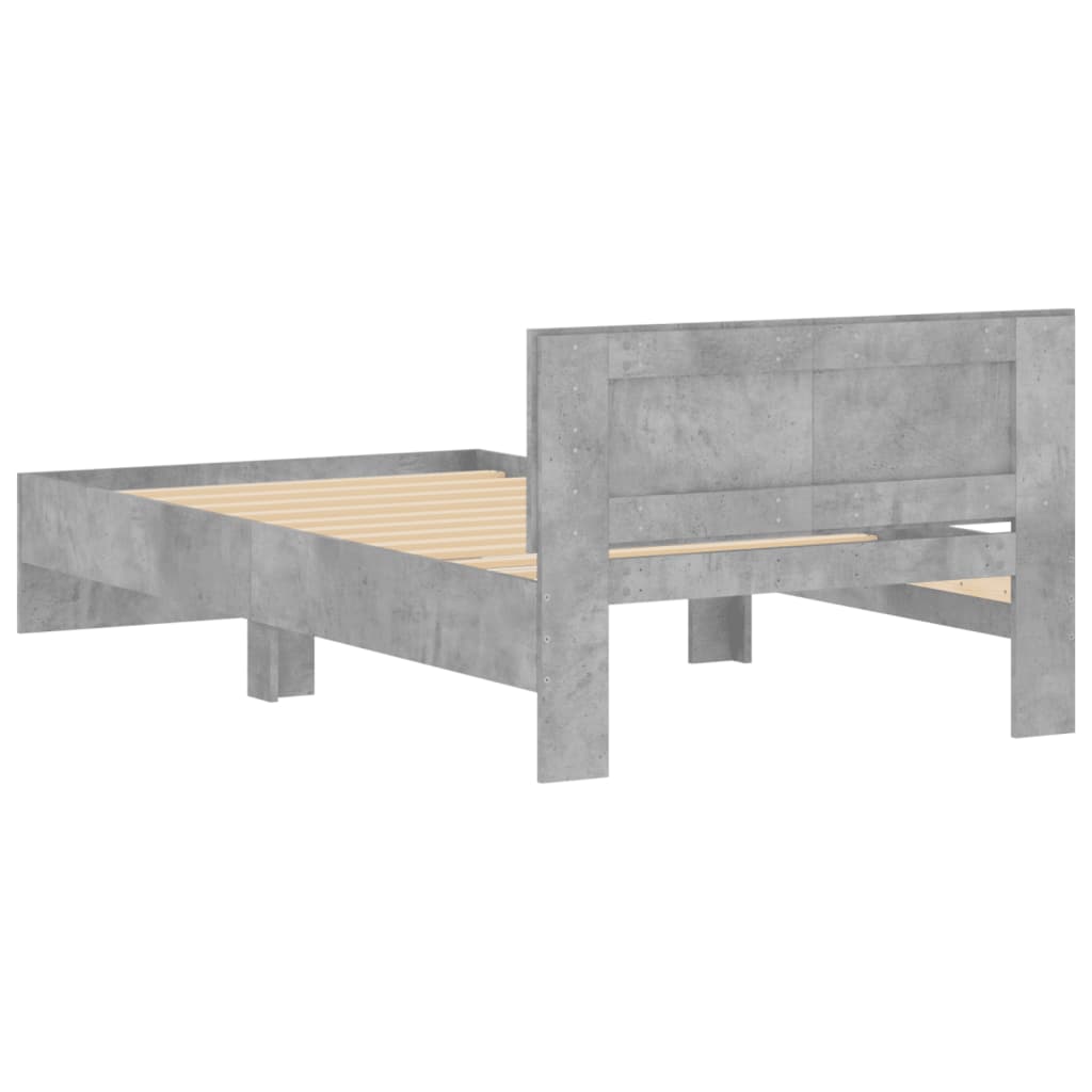 Bed Frame with Headboard Concrete Grey 100x200 cm Engineered wood