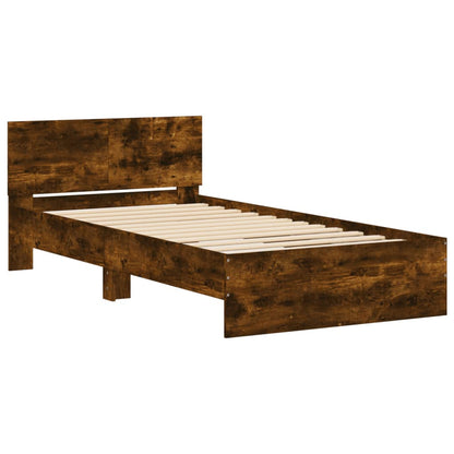 Bed Frame with Headboard Smoked Oak 100x200 cm Engineered wood