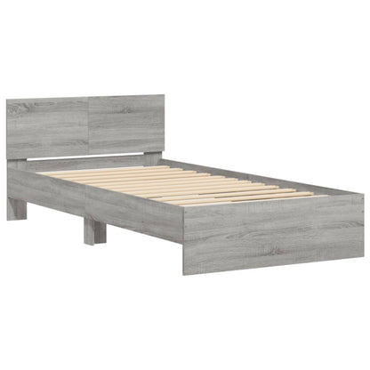 Bed Frame with Headboard Grey Sonoma 100x200 cm Engineered wood