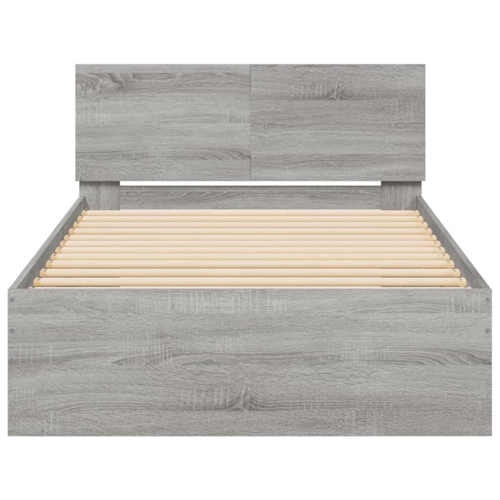 Bed Frame with Headboard Grey Sonoma 100x200 cm Engineered wood