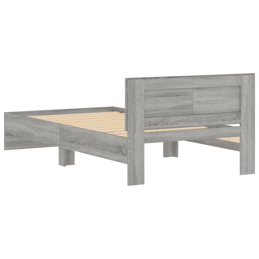 Bed Frame with Headboard Grey Sonoma 100x200 cm Engineered wood