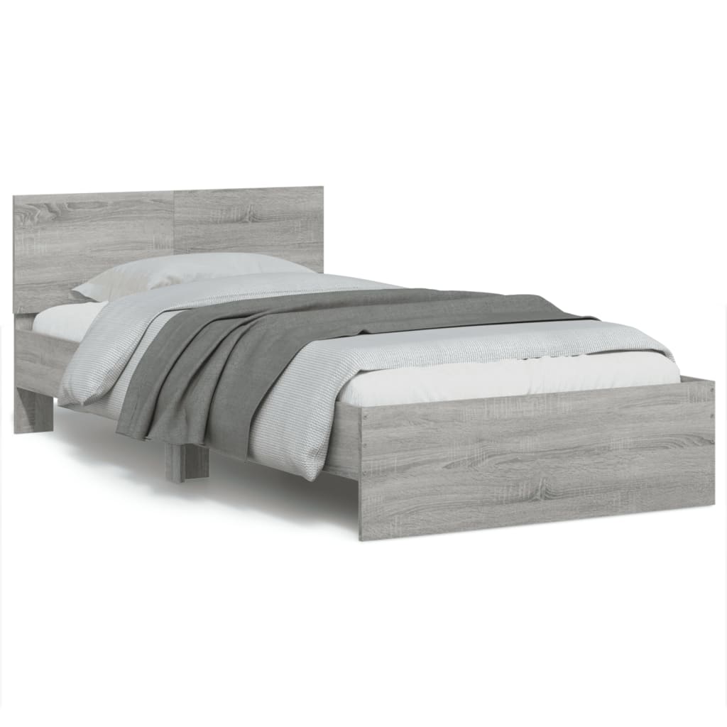 Bed Frame with Headboard Grey Sonoma 100x200 cm Engineered wood