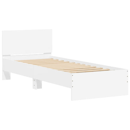 Bed Frame with Headboard and LED Lights White 90x200 cm