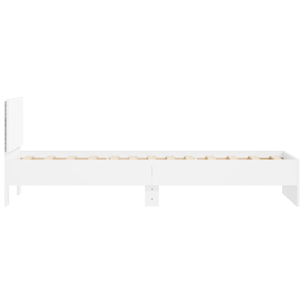 Bed Frame with Headboard and LED Lights White 90x200 cm