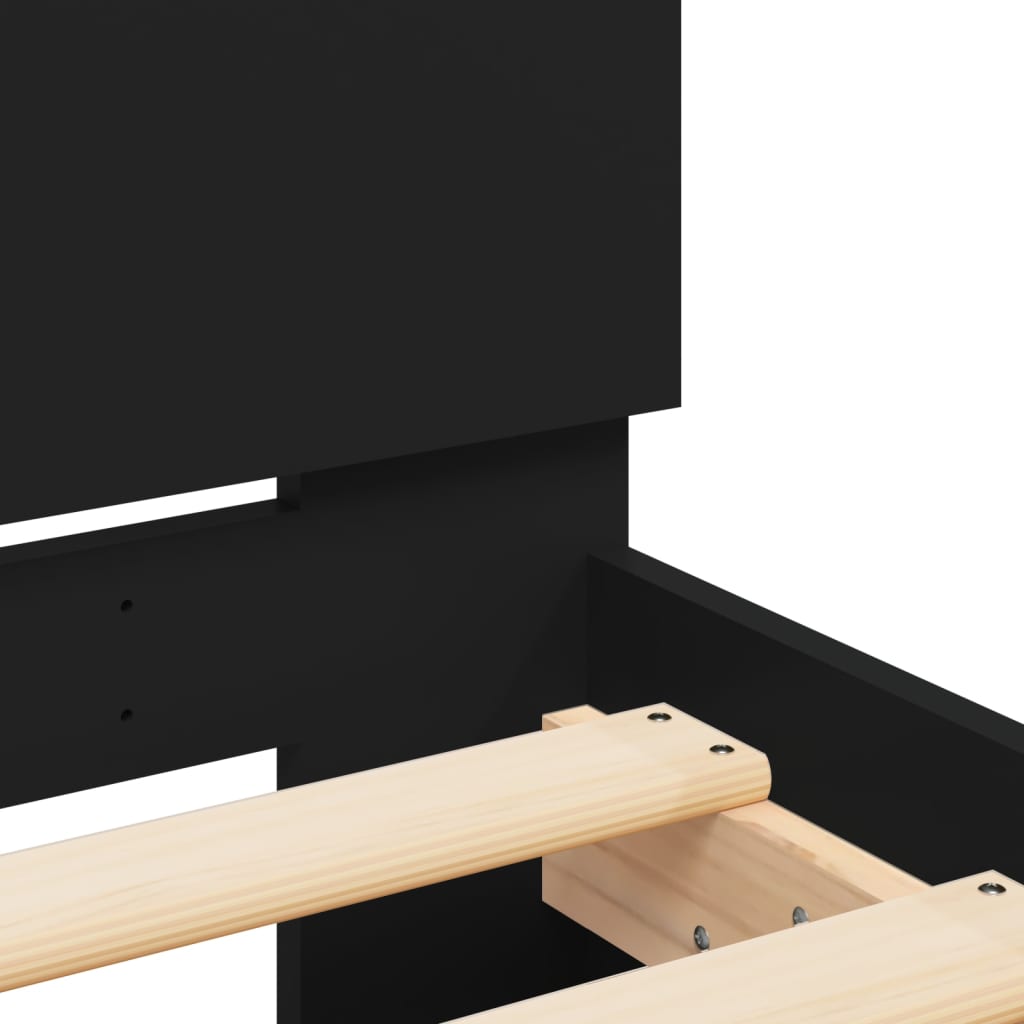 Bed Frame with Headboard and LED Lights Black 90x200 cm