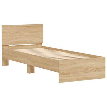 Bed Frame with Headboard and LED Lights Sonoma Oak 90x200 cm