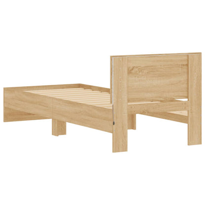 Bed Frame with Headboard and LED Lights Sonoma Oak 90x200 cm