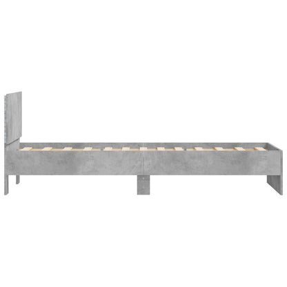 Bed Frame with Headboard and LED Lights Concrete Grey 90x200 cm