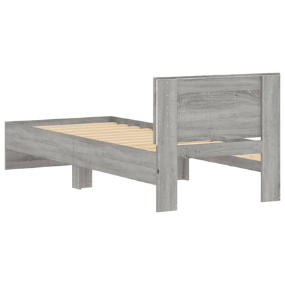 Bed Frame with Headboard and LED Lights Grey Sonoma 90x200 cm