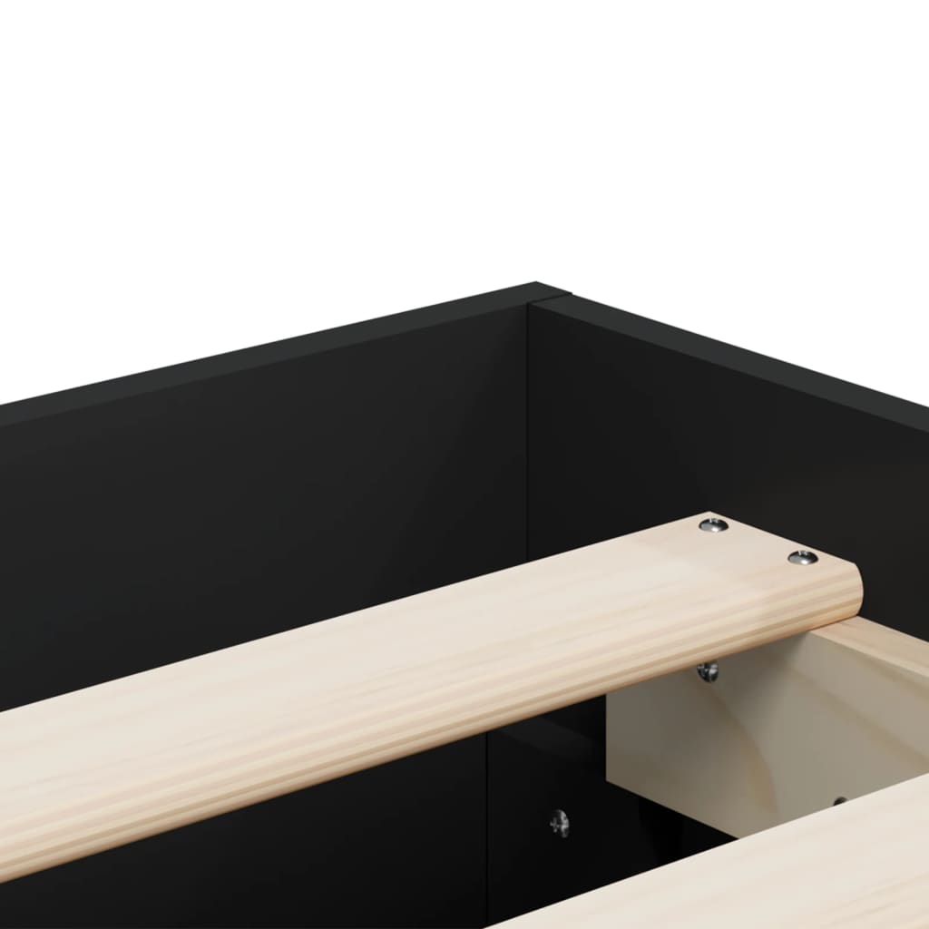 Bed Frame with Drawers Black 180x200 cm Super King Size Engineered Wood