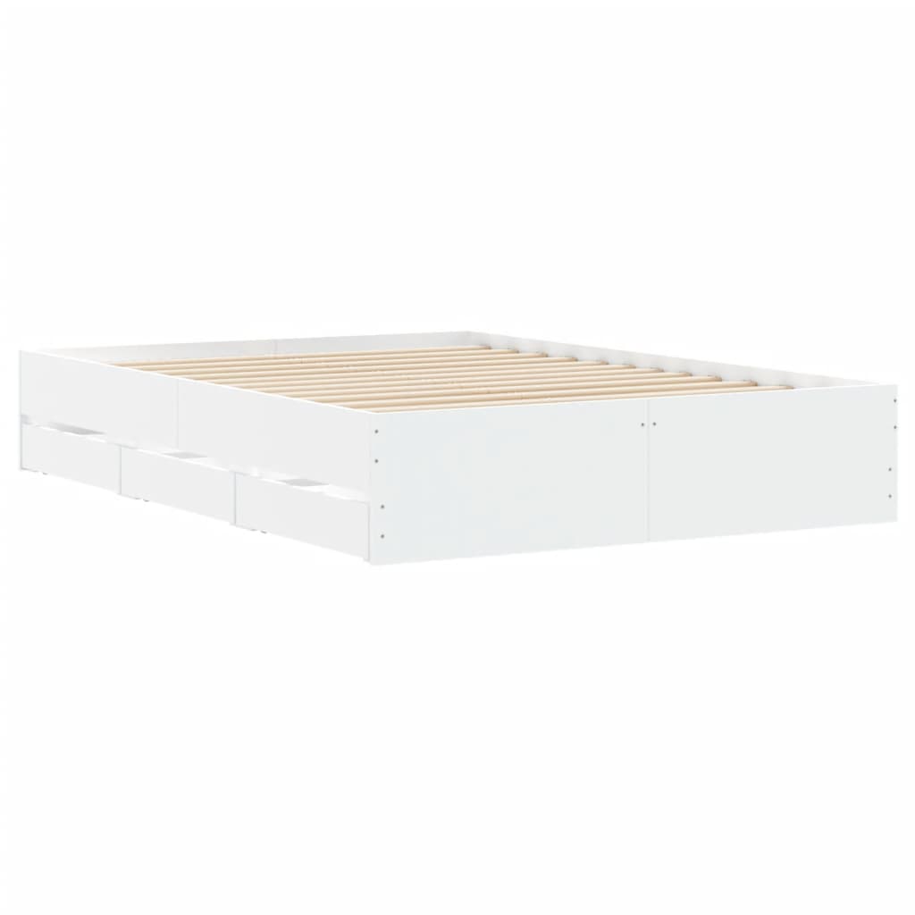Bed Frame with Drawers White 120x200 cm Engineered Wood