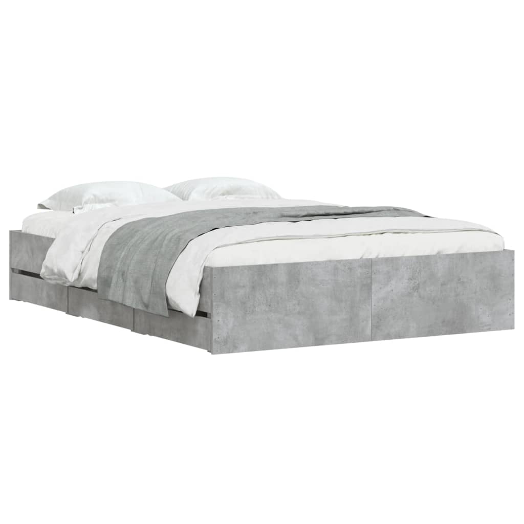 Bed Frame with Drawers Concrete Grey 120x200 cm Engineered Wood