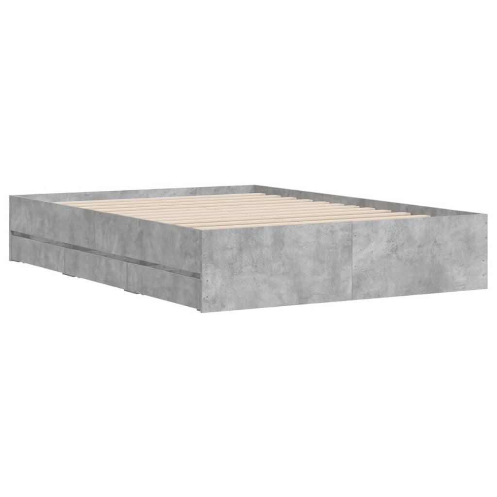 Bed Frame with Drawers Concrete Grey 120x200 cm Engineered Wood