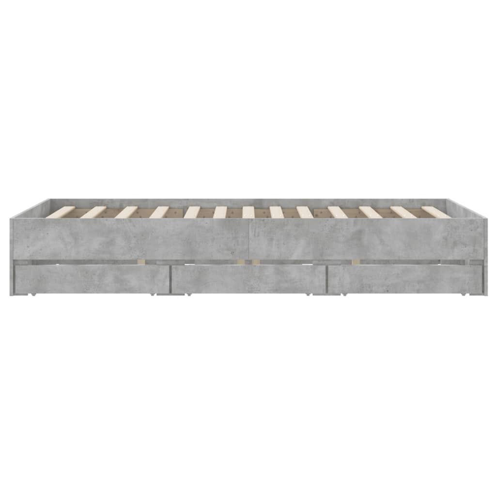 Bed Frame with Drawers Concrete Grey 120x200 cm Engineered Wood