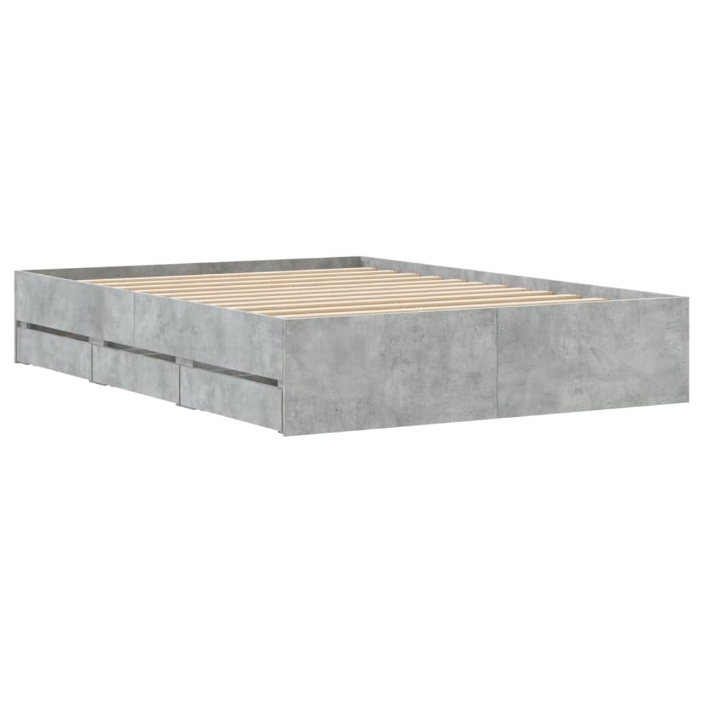 Bed Frame with Drawers Concrete Grey 120x200 cm Engineered Wood