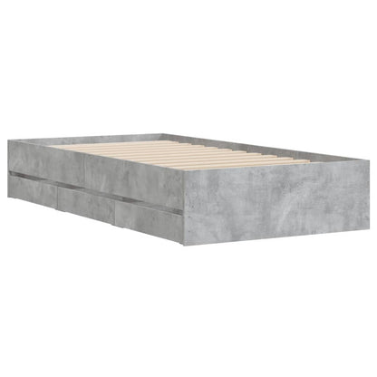 Bed Frame with Drawers Concrete Grey 100x200 cm Engineered Wood