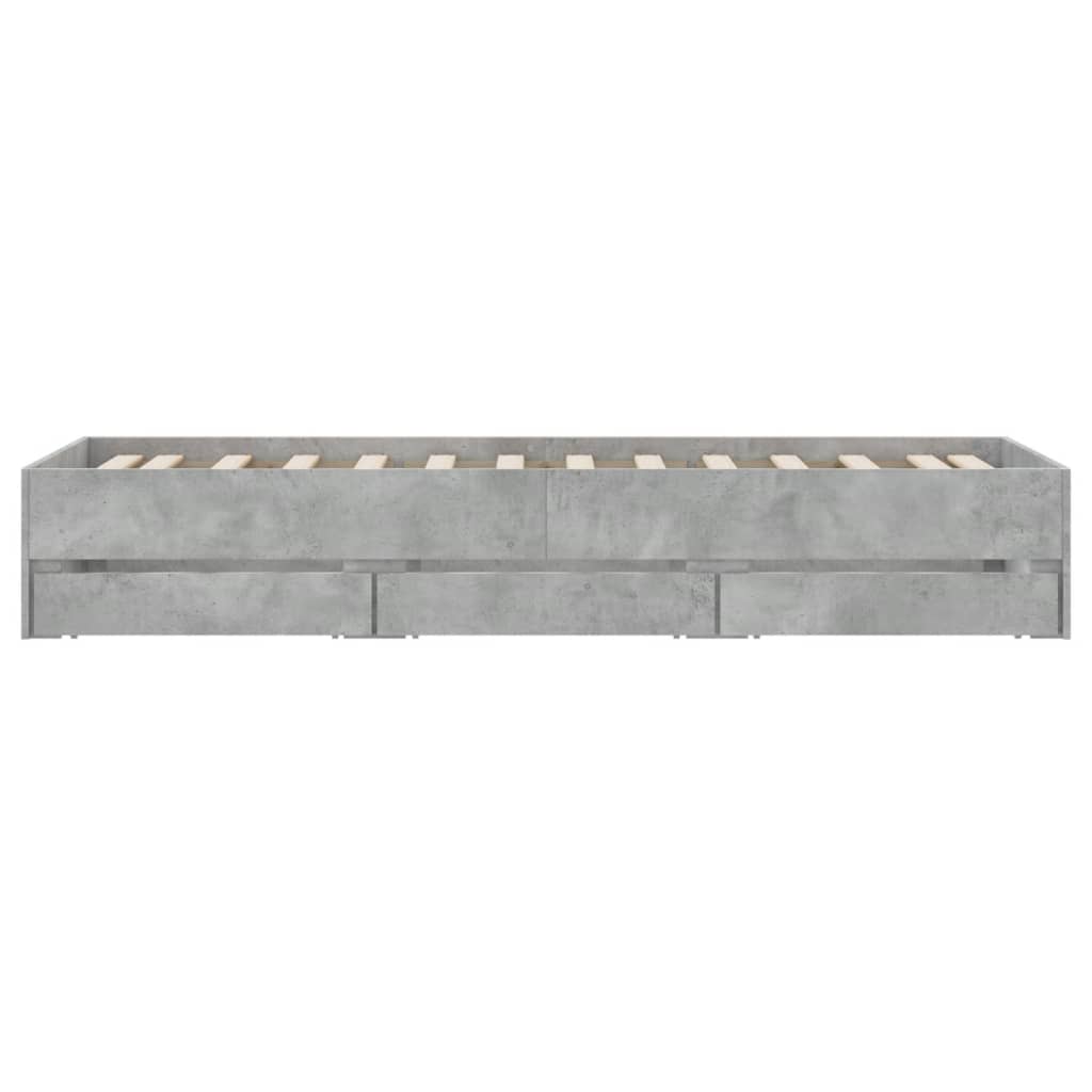 Bed Frame with Drawers Concrete Grey 100x200 cm Engineered Wood