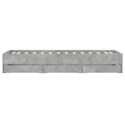 Bed Frame with Drawers Concrete Grey 100x200 cm Engineered Wood