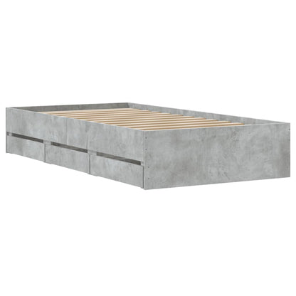 Bed Frame with Drawers Concrete Grey 100x200 cm Engineered Wood