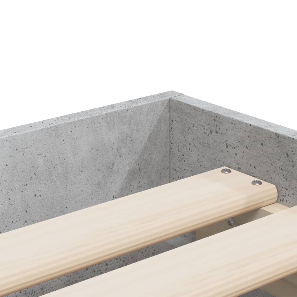 Bed Frame with Drawers Concrete Grey 100x200 cm Engineered Wood