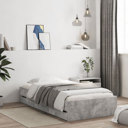 Bed Frame with Drawers Concrete Grey 100x200 cm Engineered Wood