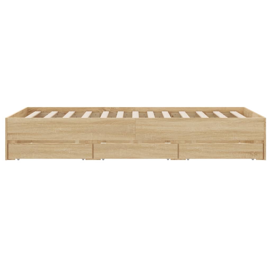 Bed Frame with Drawers Sonoma Oak 120x190 cm Small Double Engineered Wood