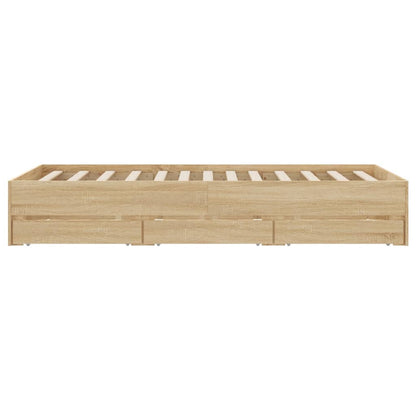 Bed Frame with Drawers Sonoma Oak 120x190 cm Small Double Engineered Wood