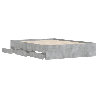 Bed Frame with Drawers Concrete Grey 120x190 cm Small Double Engineered Wood