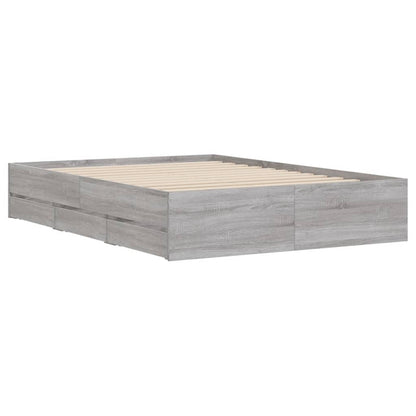 Bed Frame with Drawers Grey Sonoma 120x190 cm Small Double Engineered Wood