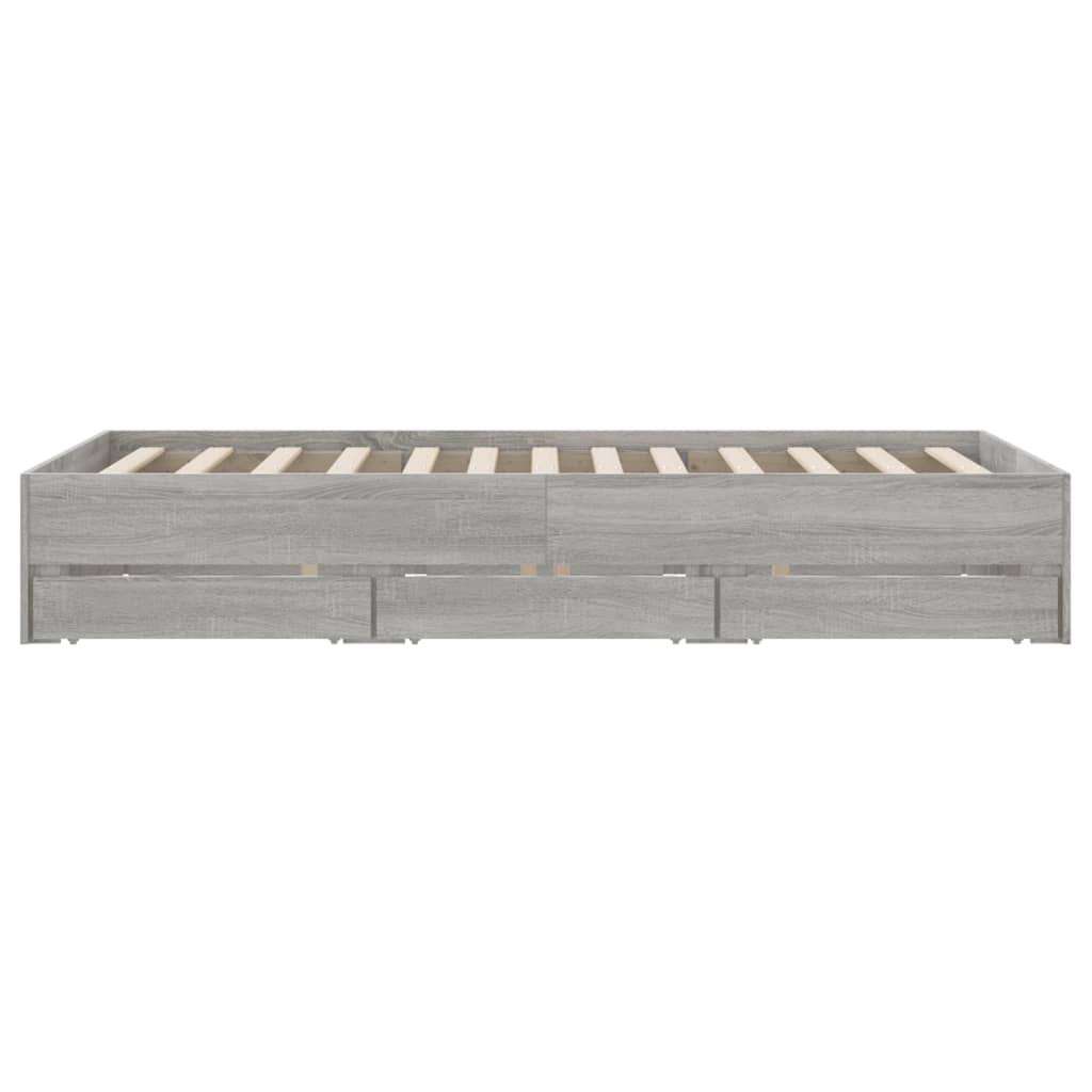 Bed Frame with Drawers Grey Sonoma 120x190 cm Small Double Engineered Wood