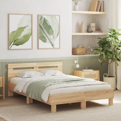 Bed Frame with Headboard Sonoma Oak 120x190 cm Small Double Engineered Wood