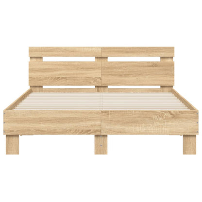 Bed Frame with Headboard Sonoma Oak 120x190 cm Small Double Engineered Wood