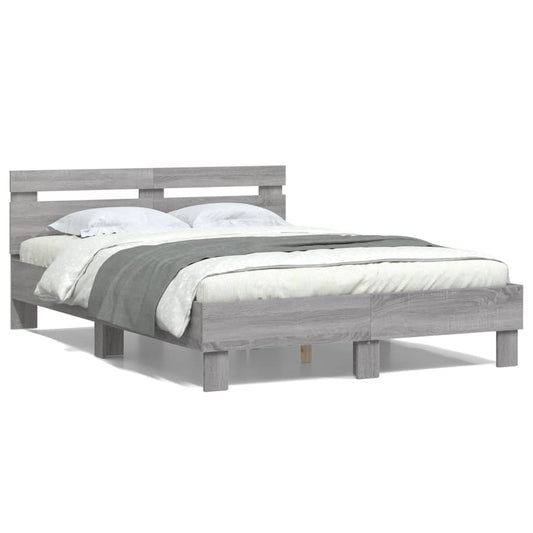 Bed Frame with Headboard Grey Sonoma 120x190 cm Small Double Engineered Wood