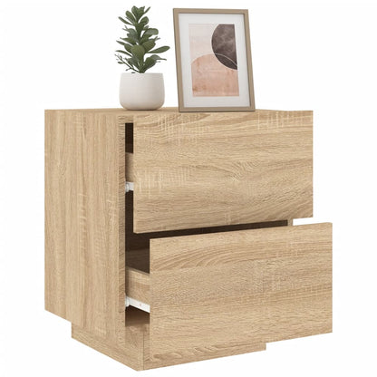 Bedside Cabinet with LED Lights Sonoma Oak Engineered Wood