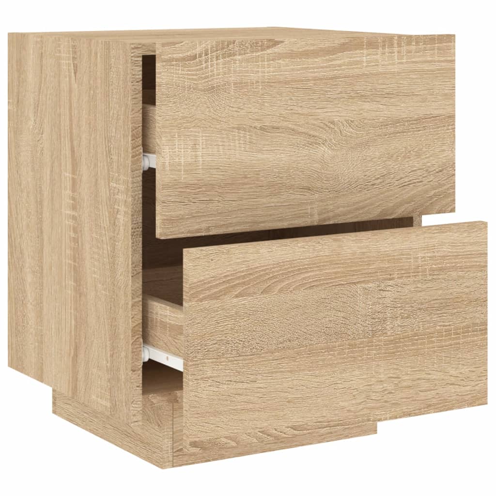 Bedside Cabinet with LED Lights Sonoma Oak Engineered Wood