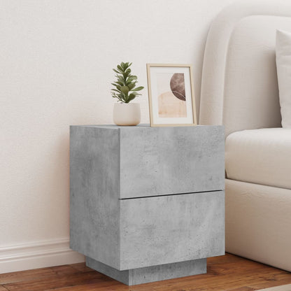 Bedside Cabinet with LED Lights Concrete Grey Engineered Wood