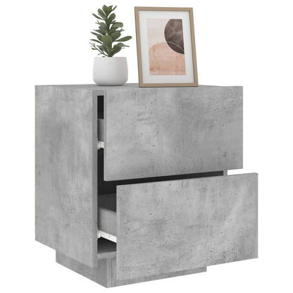 Bedside Cabinet with LED Lights Concrete Grey Engineered Wood