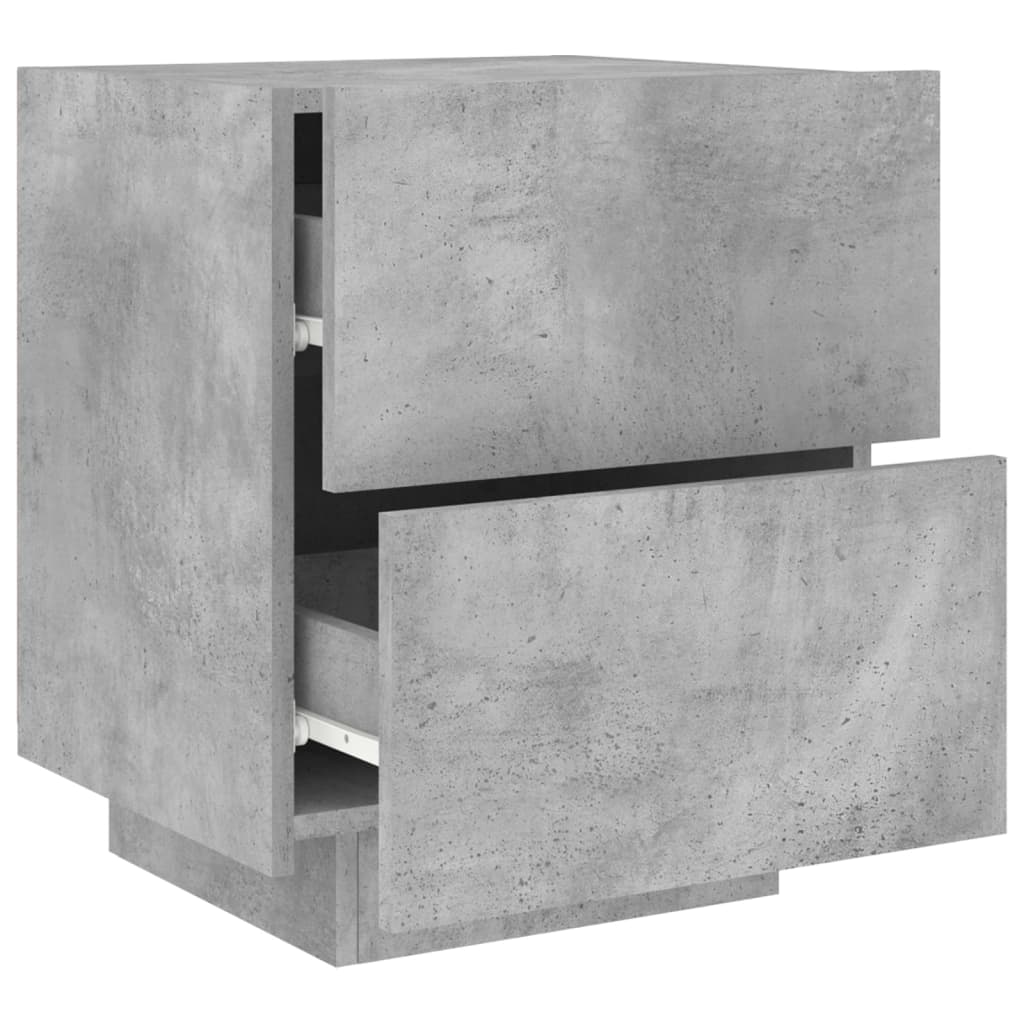 Bedside Cabinet with LED Lights Concrete Grey Engineered Wood